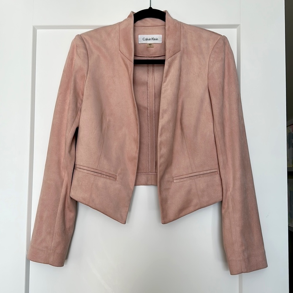 Suede Moto-Inspired Pink Blazer